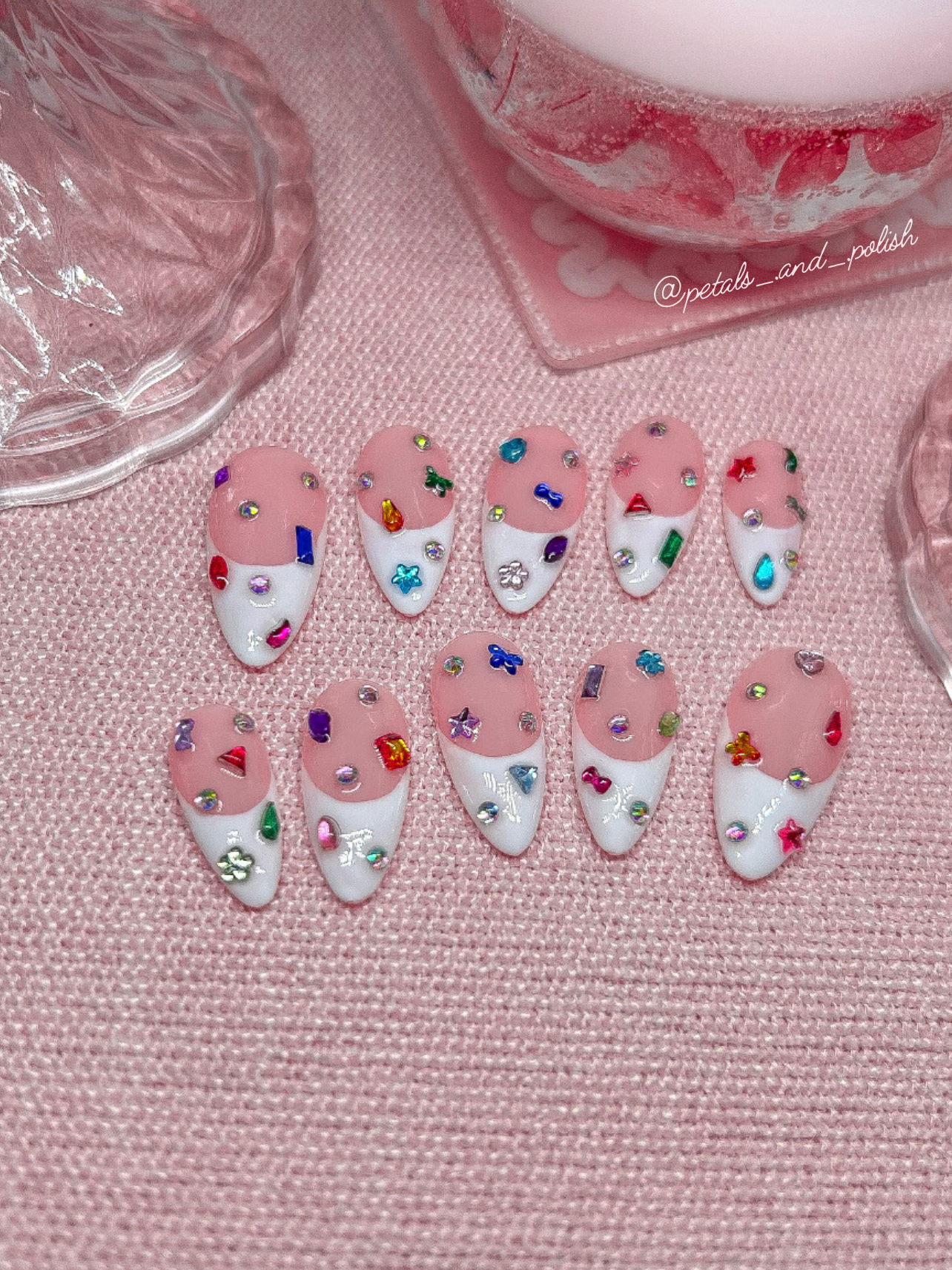 Multicolored Rhinestone Nails