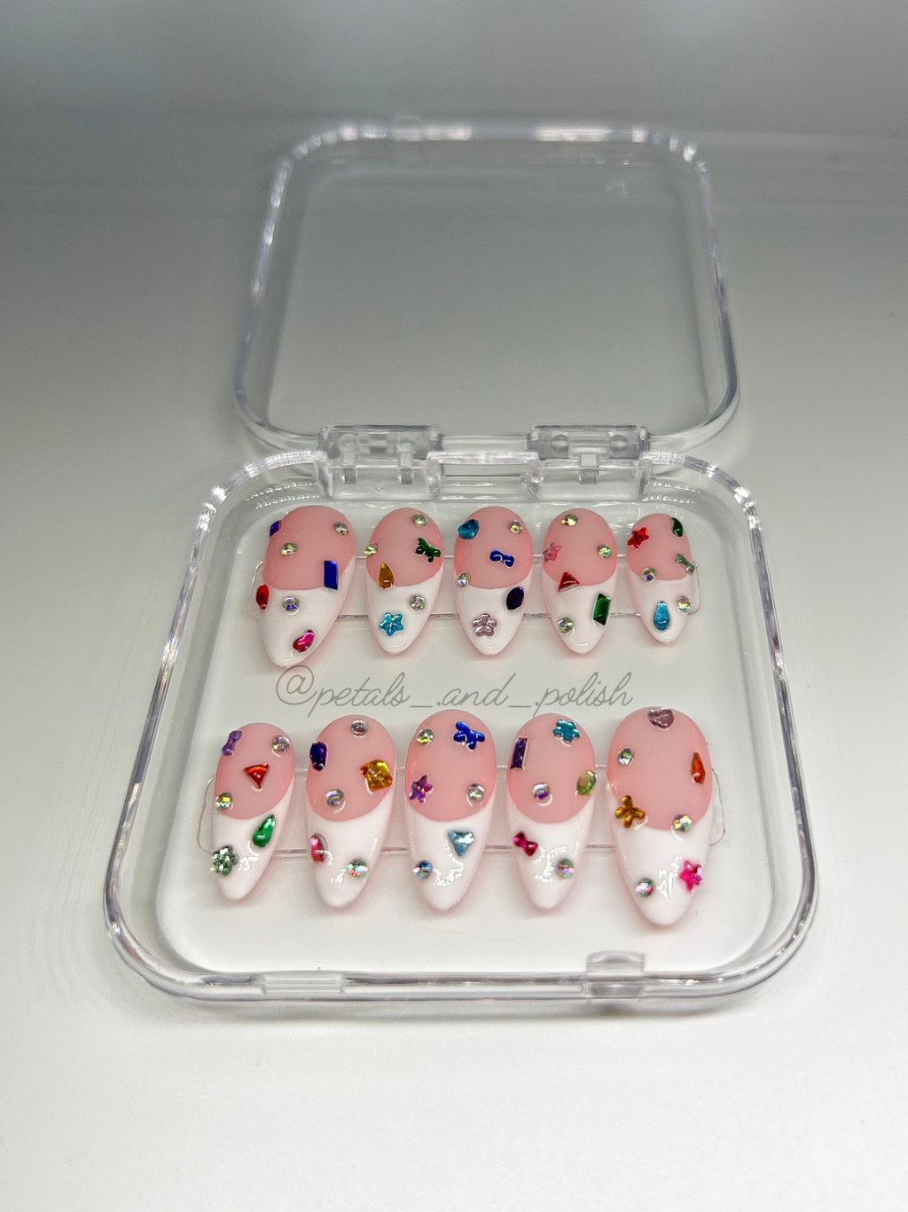 Multicolored Rhinestone Nails