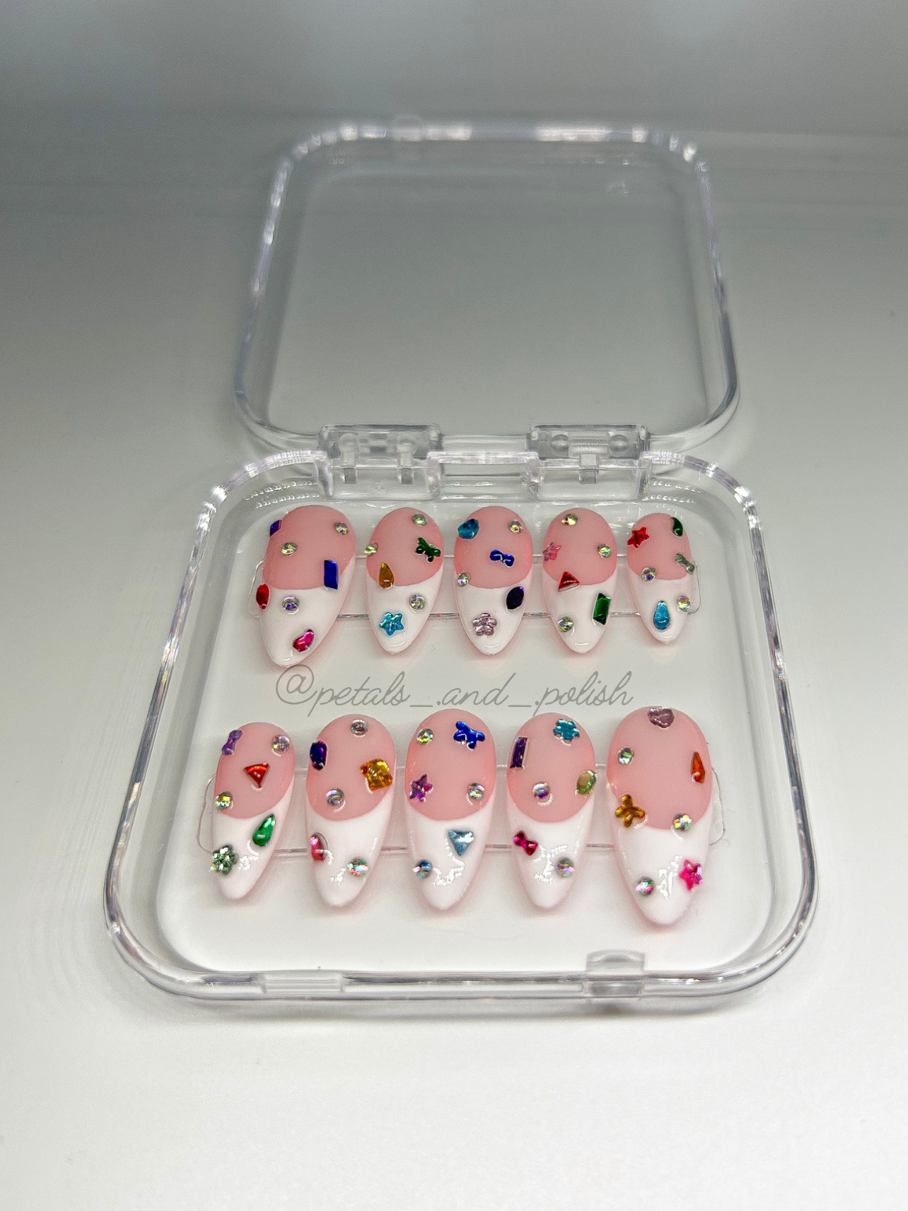 Multicolored Rhinestone Nails