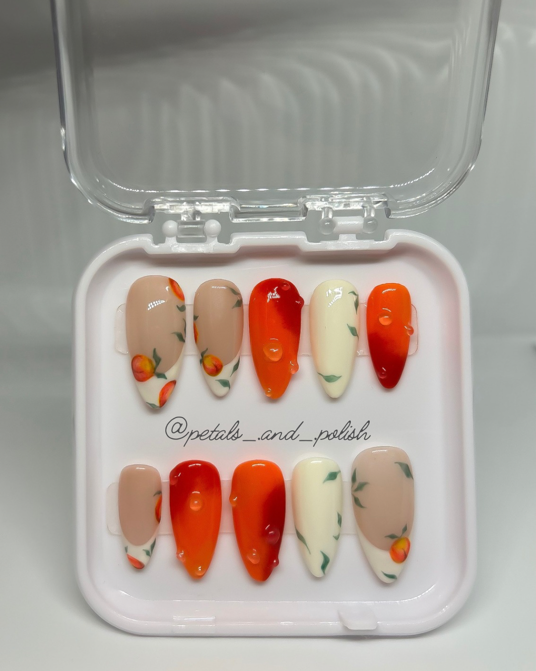 Hand painted Peach Nails