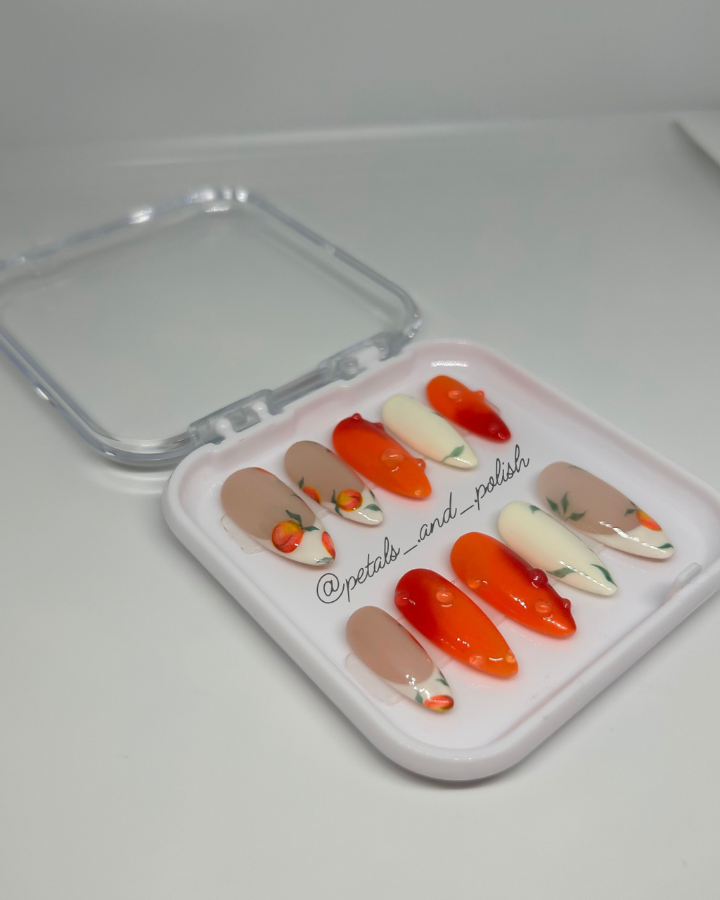 Hand painted Peach Nails